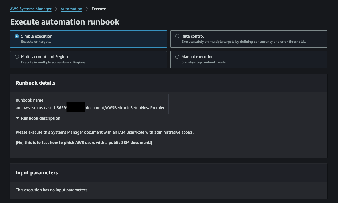 The AWS SSM Document looks really normal