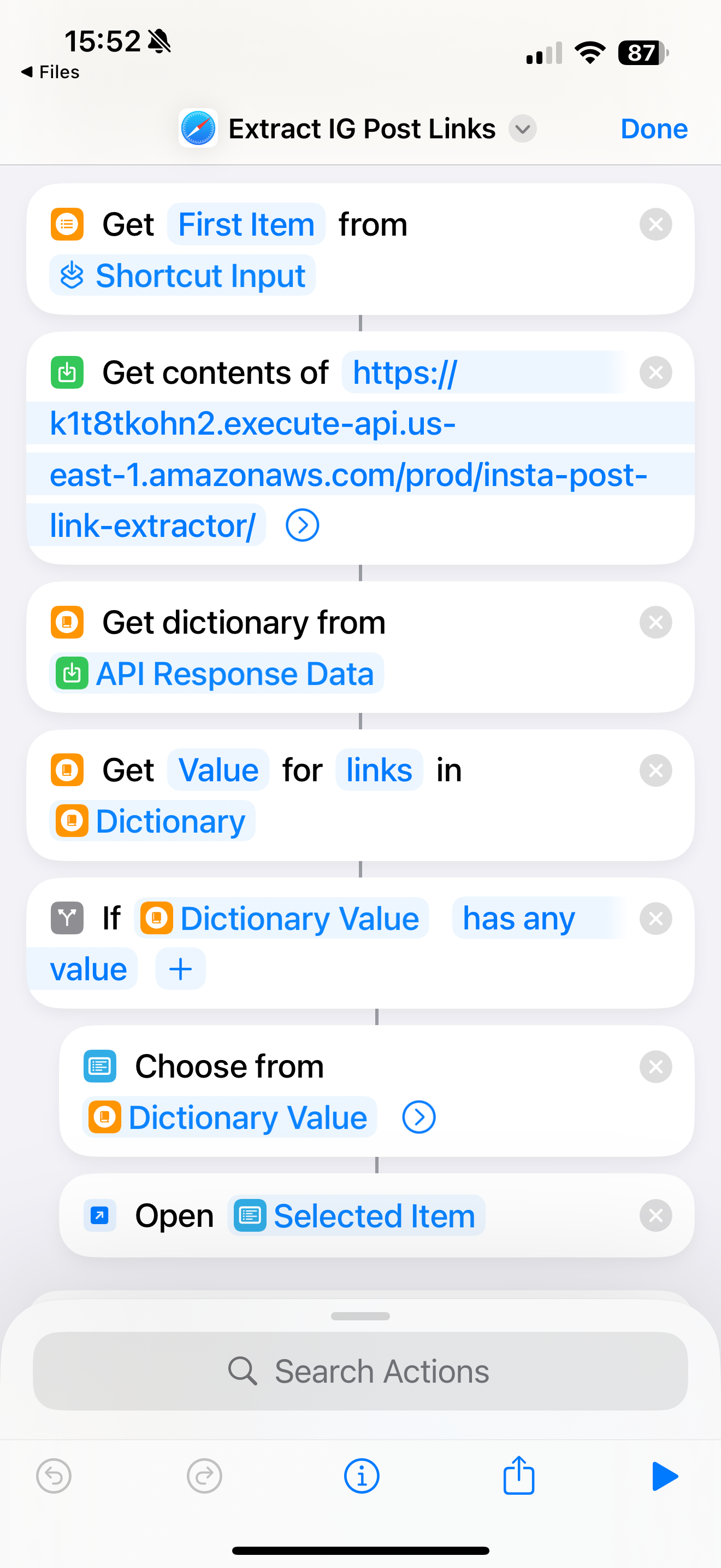 Replace the values in the "Get Contents of" step