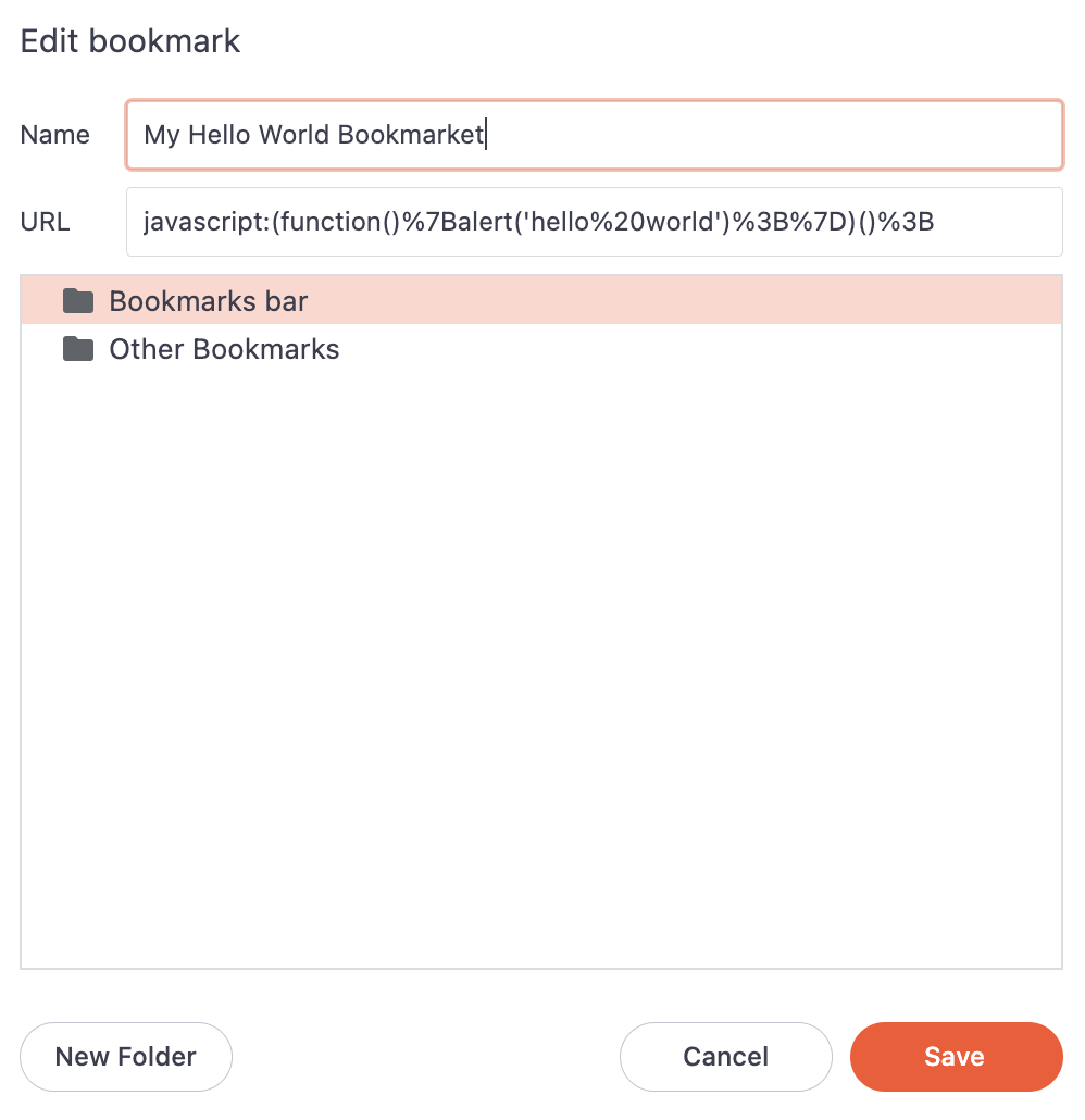 Save bookmarklet as a new bookmark