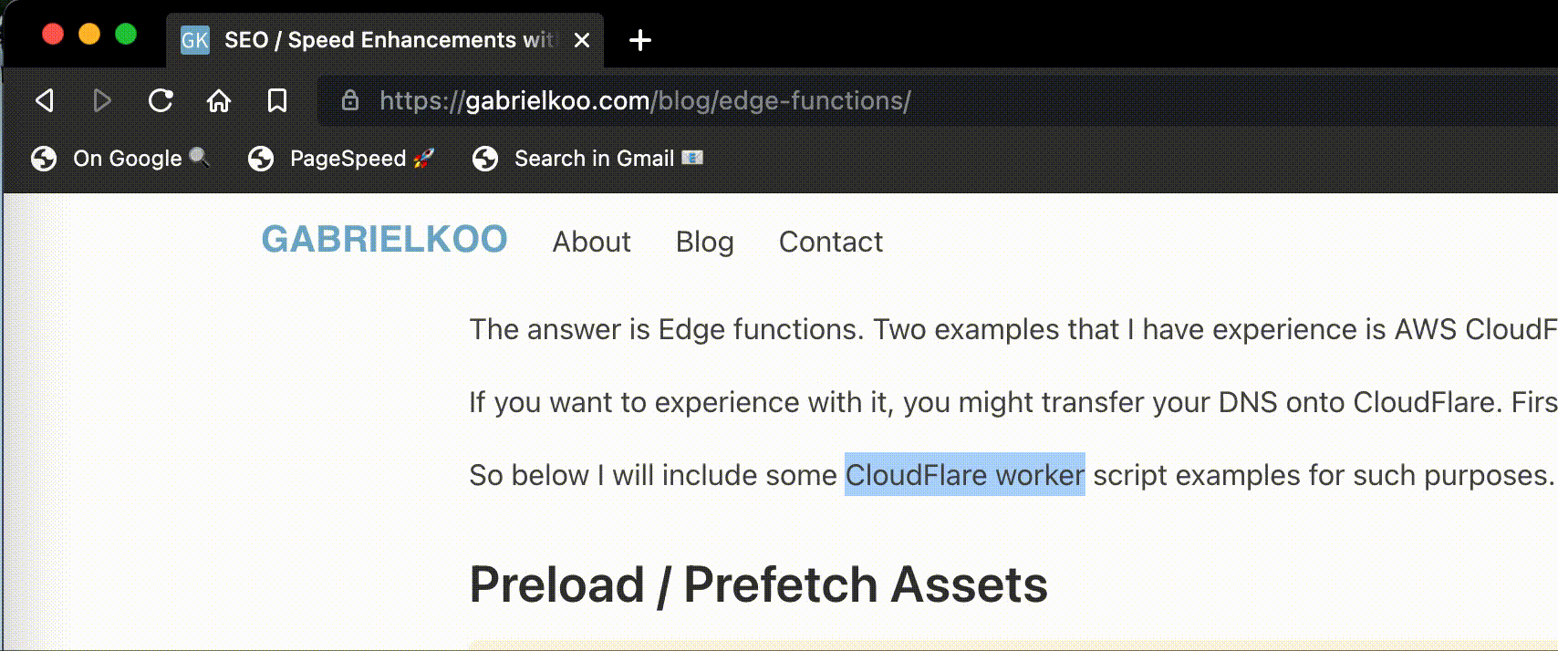 Search on Gmail for selected text on any webpage